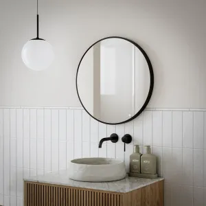 Ingrain Round Matte Black Framed Mirror 600mm by Ingrain, a Vanity Mirrors for sale on Style Sourcebook