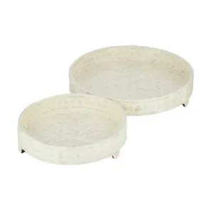 Cheyenne 2 Piece Shell Inlaid Round Tray Set by Coast To Coast Home, a Trays for sale on Style Sourcebook