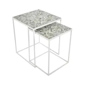 Miami 2 Piece Glass Mosaic & Metal Nested Table Set by Coast To Coast Home, a Side Table for sale on Style Sourcebook