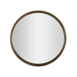 Hanrik Oak Frame Round Wall Mirror, 90cm by Coast To Coast Home, a Mirrors for sale on Style Sourcebook
