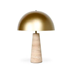 Mila Table Lamp - Sandstone - Gold Shade by Darcy & Duke, a Table & Bedside Lamps for sale on Style Sourcebook