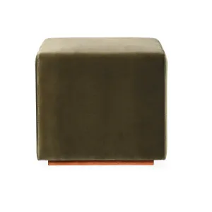 Milton Ottoman - Dark Olive - Wood Base by Darcy & Duke, a Ottomans for sale on Style Sourcebook