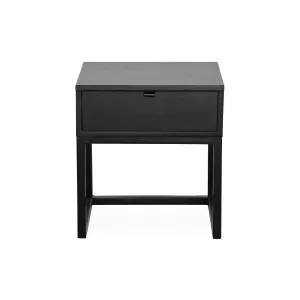 Ori - Bedside Table With Drawer - Wood - Black by Darcy & Duke, a Bedside Tables for sale on Style Sourcebook