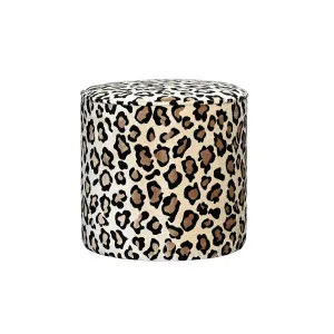 Belamy Piped Ottoman - Leopard - Small Round by Darcy & Duke, a Ottomans for sale on Style Sourcebook