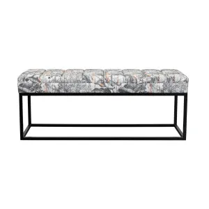 Franklin Ottoman - Botanical Grey - Black Frame by Darcy & Duke, a Ottomans for sale on Style Sourcebook