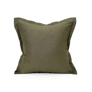 Elements Linen Cushion - Dark Moss - 55 X 55 - Feather Fill by Darcy & Duke, a Cushions, Decorative Pillows for sale on Style Sourcebook
