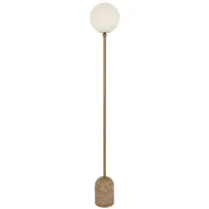Gina Travertine Base Floor Lamp, Beige / Opal by Telbix, a Floor Lamps for sale on Style Sourcebook