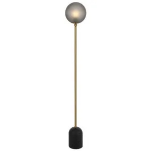 Gina Travertine Base Floor Lamp, Black / Smoke by Telbix, a Floor Lamps for sale on Style Sourcebook