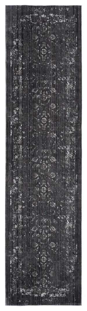 Tamara Dark Grey And Cream Floral Transitional Runner Rug by Miss Amara, a Persian Rugs for sale on Style Sourcebook