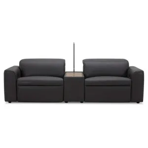 Norre Leather Electric Recliner Home Theatre Sofa, 2 Seater with Console, Graphite by Dodicci, a Sofas for sale on Style Sourcebook