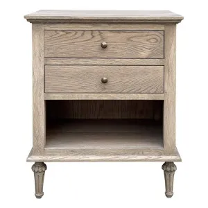 Emmerson II Oak Timber 2 Drawer Side Table, Weathered Oak by Manoir Chene, a Bedside Tables for sale on Style Sourcebook