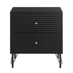 Lisa Wavy Fluted Bedside Table, Black by Modish, a Bedside Tables for sale on Style Sourcebook