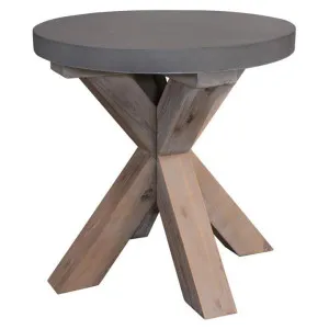 Paxton Concrete & Acacia Timber Round Lamp Table, Grey Top by Dodicci, a Side Table for sale on Style Sourcebook
