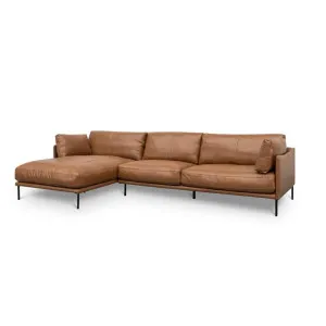 Emilis 4 Seater Left Chaise Leather Sofa - Caramel Brown by Interior Secrets - AfterPay Available by Interior Secrets, a Sofas for sale on Style Sourcebook