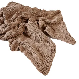 Heirloom Hand Knitted Throw - Clay by Eadie Lifestyle, a Throws for sale on Style Sourcebook