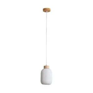 Bolli Glass & Timber Narrow Pendant Light by Oriel Lighting, a Pendant Lighting for sale on Style Sourcebook
