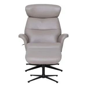 Jersey Manual Recliner Chair + Ottoman in Leather New Grey by OzDesignFurniture, a Chairs for sale on Style Sourcebook