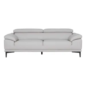Monroe 3 Seater Sofa in Linea Leather Light  Grey by OzDesignFurniture, a Sofas for sale on Style Sourcebook