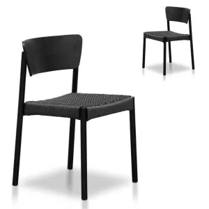 Set of 2 - Filiberto Rope Seat Dining Chair - Black by Interior Secrets - AfterPay Available by Interior Secrets, a Dining Chairs for sale on Style Sourcebook