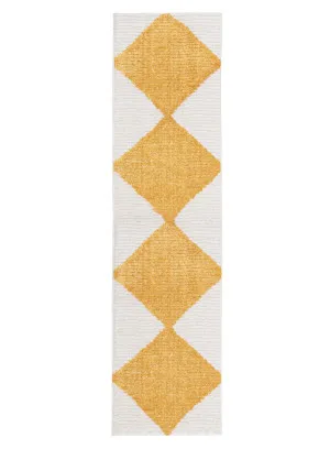 Agatha Ivory and Yellow Checkered Runner Rug by Miss Amara, a Kids Rugs for sale on Style Sourcebook