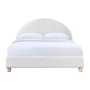 Archie Boucle Fabric Platform Bed, Double, White by Room Aura, a Beds & Bed Frames for sale on Style Sourcebook