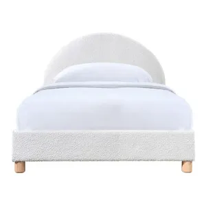 Archie Boucle Fabric Platform Bed, King Single, White by Room Aura, a Beds & Bed Frames for sale on Style Sourcebook