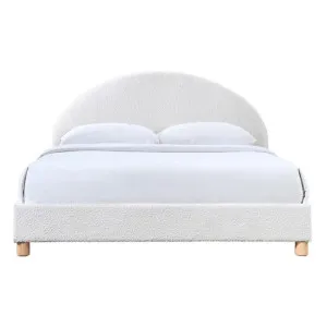 Archie Boucle Fabric Platform Bed, Queen, White by Room Aura, a Beds & Bed Frames for sale on Style Sourcebook
