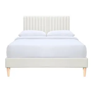 Maya Fabric Platform Bed, Double, Cream by Room Aura, a Beds & Bed Frames for sale on Style Sourcebook