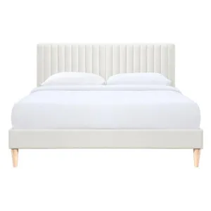 Maya Fabric Platform Bed, King, Cream by Room Aura, a Beds & Bed Frames for sale on Style Sourcebook