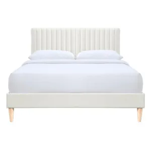 Maya Fabric Platform Bed, Queen, Cream by Room Aura, a Beds & Bed Frames for sale on Style Sourcebook