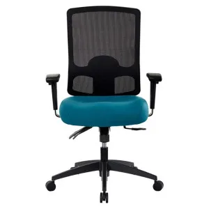 Buro Tidal Mesh Back Fabric Office Chair with Arms, Black / Teal by Buro Seating, a Chairs for sale on Style Sourcebook