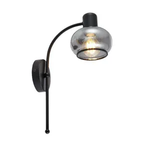 Marbell Iron & Glass Wall Light, Black / Smoke by Telbix, a Wall Lighting for sale on Style Sourcebook
