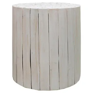 Musca Reclaimed Timber Round Side Table, White Wash by Fobbio Home, a Side Table for sale on Style Sourcebook