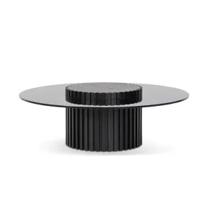 Loire Round Glass Coffee Table - Black by Calibre Furniture, a Coffee Table for sale on Style Sourcebook
