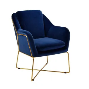 Studio Velvet Armchair - Navy Blue by Darcy & Duke, a Chairs for sale on Style Sourcebook