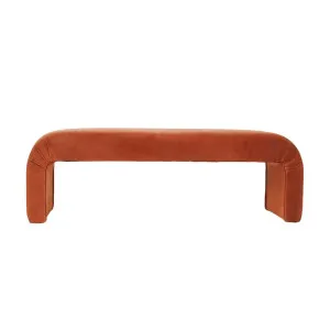 The Curve Bench Ottoman - Caramel Velvet by CAFE Lighting & Living, a Ottomans for sale on Style Sourcebook