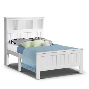 Artiss Bed Frame King Single Size Wooden with 3 Shelves Bed Head White by Kid Topia, a Kids Beds & Bunks for sale on Style Sourcebook