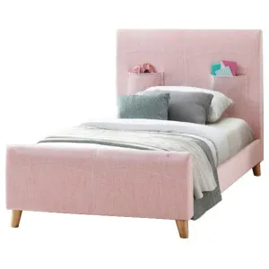 Phlox Kids Child Single Bed Fabric Upholstered Children Kid Timber Frame - Pink by Kid Topia, a Kids Beds & Bunks for sale on Style Sourcebook