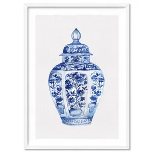 Chinoiserie Ginger Jar on Linen III - Art Print by Print and Proper, a Prints for sale on Style Sourcebook