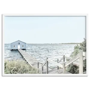 Blue Boat House View - Art Print by Print and Proper, a Prints for sale on Style Sourcebook