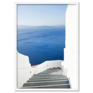 Santorini | Stairway to Ocean - Art Print by Victoria's Stories by Print and Proper, a Prints for sale on Style Sourcebook