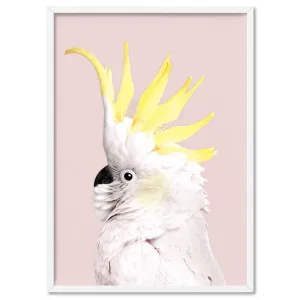 White Sulphur Crested Cockatoo on Blush - Art Print by Print and Proper, a Prints for sale on Style Sourcebook