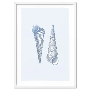 Sea Shells in Blue | Auger Shells - Art Print by Print and Proper, a Prints for sale on Style Sourcebook