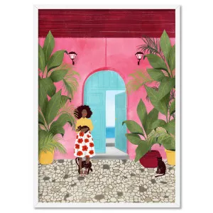 Cat Lady in Cartagena Illustration - Art Print by Maja Tomljanovic by Print and Proper, a Prints for sale on Style Sourcebook