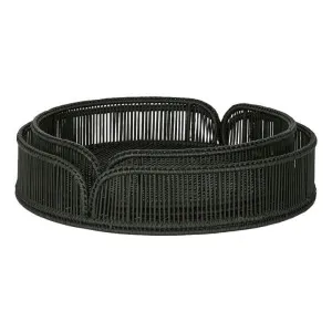 Luca 2 Piece Round Rattan Tray Set, Antique Black by Florabelle, a Trays for sale on Style Sourcebook