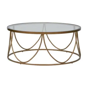 Palais Glass & Metal Round Coffee Table, 100cm, Gold by Florabelle, a Coffee Table for sale on Style Sourcebook