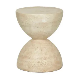 Tibur Faux Travertine Round Side Table by Florabelle, a Side Table for sale on Style Sourcebook
