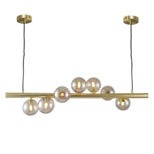 Midday Glass & Metal Bar Pendant Light, 7 Light, Gold by Vencha Lighting, a Pendant Lighting for sale on Style Sourcebook