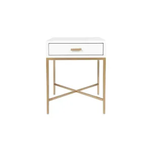 Noosa White Bedside Table - Gold by CAFE Lighting & Living, a Bedside Tables for sale on Style Sourcebook