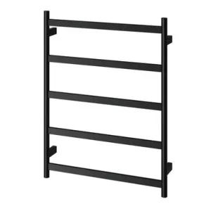 Five Flat Bar Heated Towel Ladder 550mm X 740mm In Matte Black By Phoenix by PHOENIX, a Bathroom Accessories for sale on Style Sourcebook